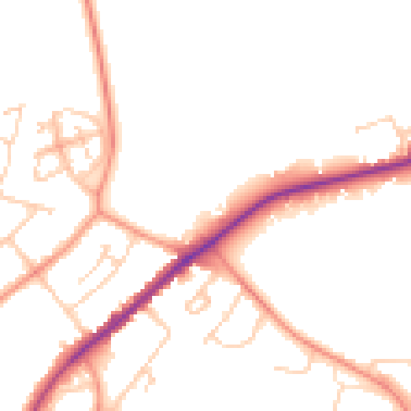 Daytime road noise heatmap for HP13 5AG
