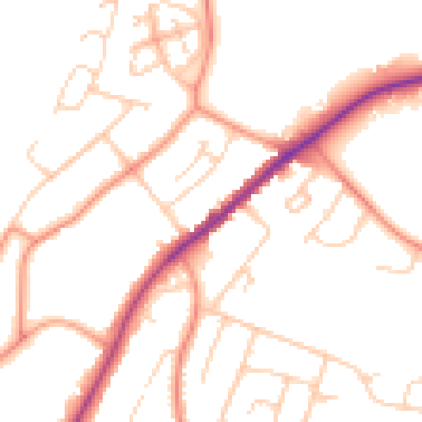 Daytime road noise heatmap for HP13 5AQ