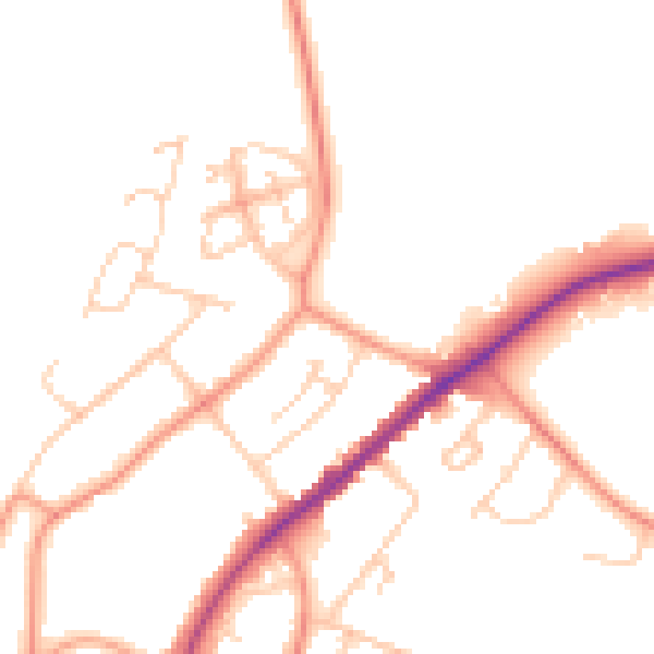 Daytime road noise heatmap for HP13 5AU