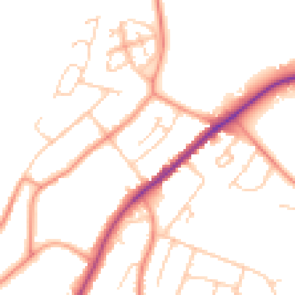 Daytime road noise heatmap for HP13 5AX