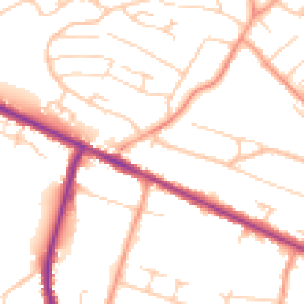 Daytime road noise heatmap for HP13 5GN