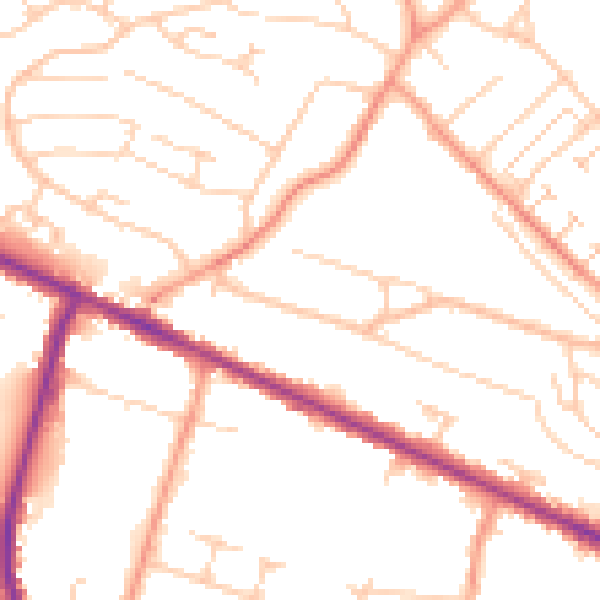 Daytime road noise heatmap for HP13 5JZ