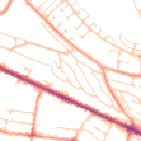 Daytime road noise heatmap for HP13 5NN