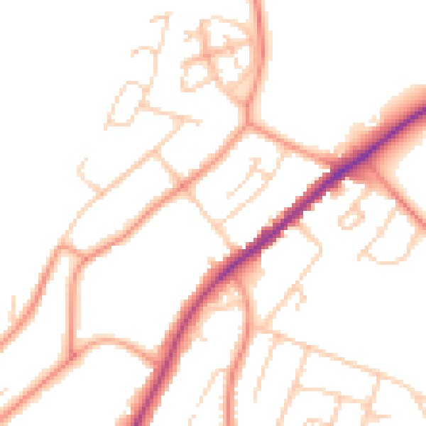 Daytime road noise heatmap for HP13 5PS