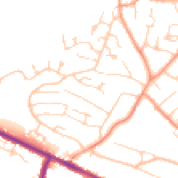 Daytime road noise heatmap for HP13 5UL