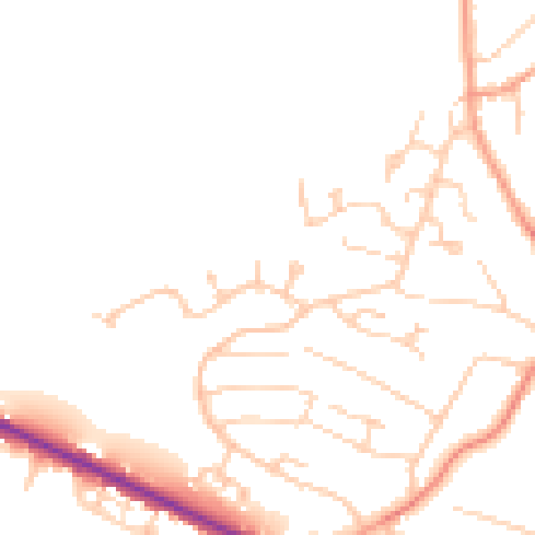 Daytime road noise heatmap for HP13 5UP