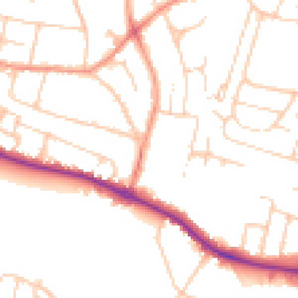 Daytime road noise heatmap for HP13 6AS