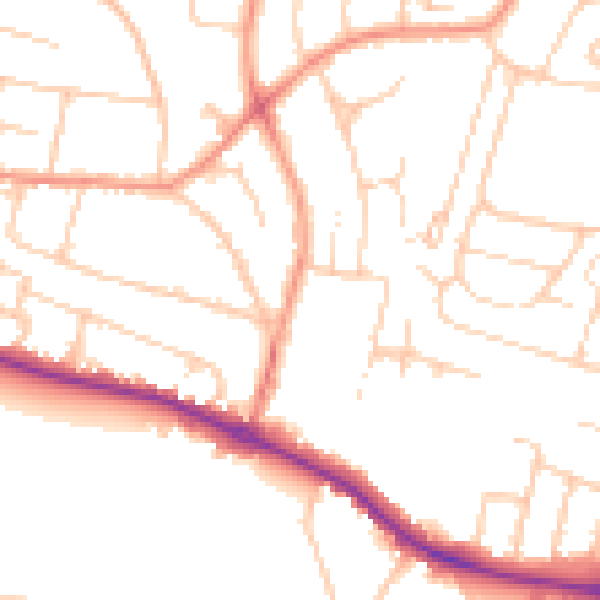 Daytime road noise heatmap for HP13 6AU
