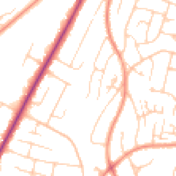 Daytime road noise heatmap for HP13 6BY