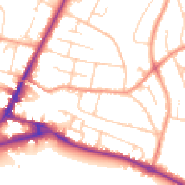Daytime road noise heatmap for HP13 6HB