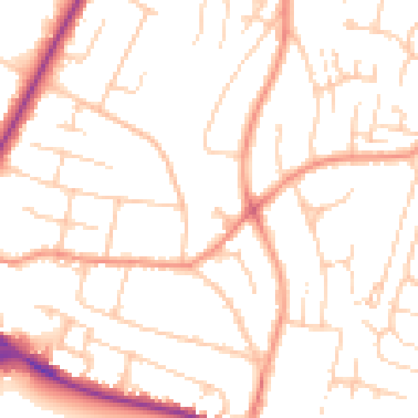 Daytime road noise heatmap for HP13 6HQ