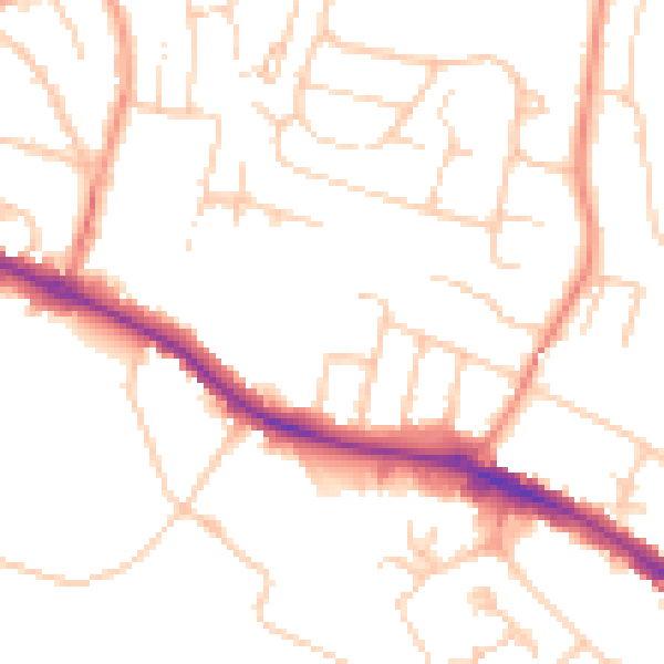 Daytime road noise heatmap for HP13 7AJ