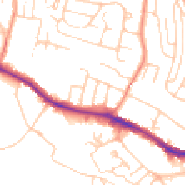 Daytime road noise heatmap for HP13 7AN