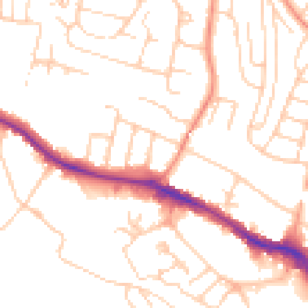 Daytime road noise heatmap for HP13 7AP