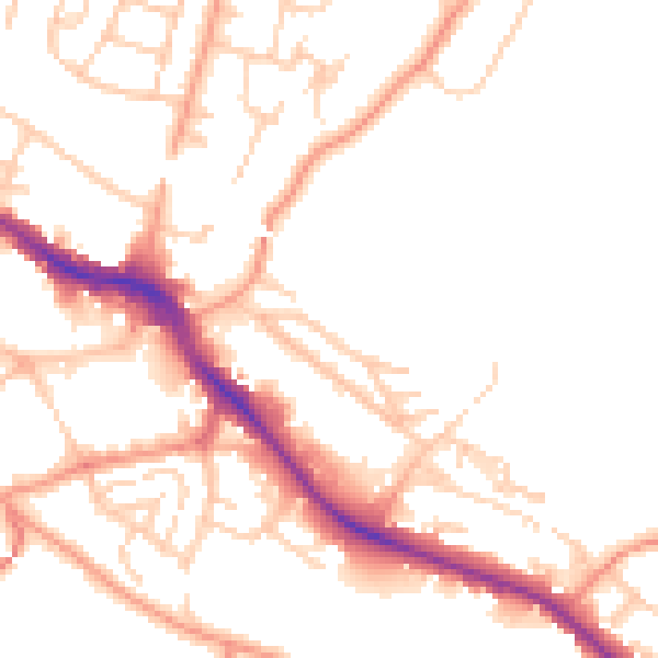Daytime road noise heatmap for HP13 7DT