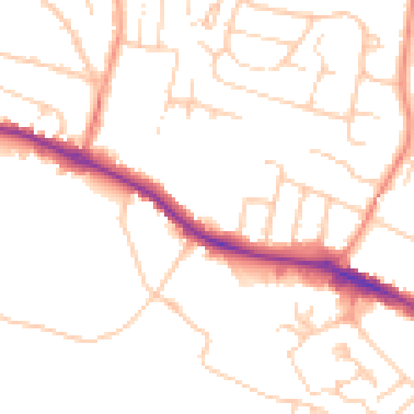 Daytime road noise heatmap for HP13 7FF