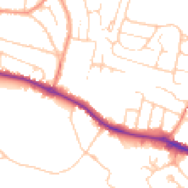 Daytime road noise heatmap for HP13 7WY