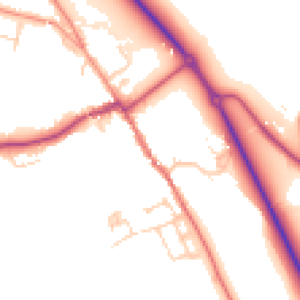 Daytime road noise heatmap for HP16 0AL