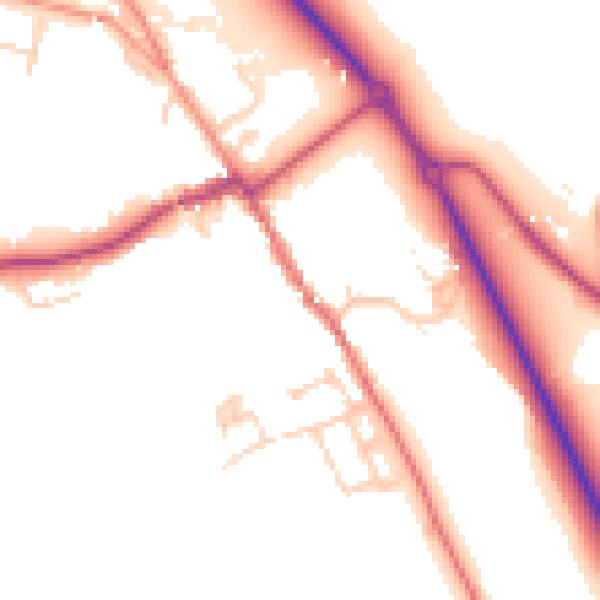 Daytime road noise heatmap for HP16 0AN