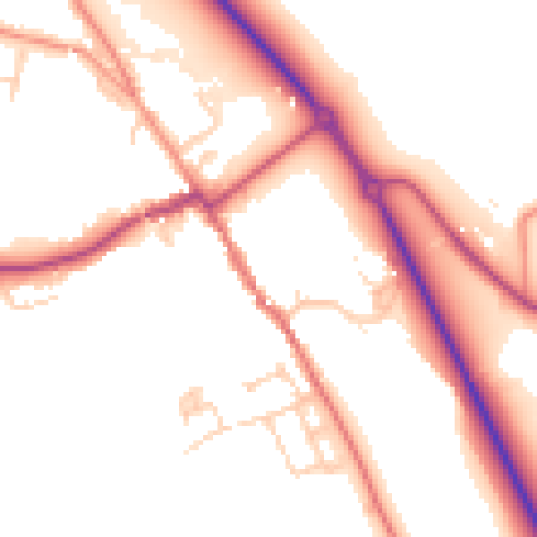 Daytime road noise heatmap for HP16 0AQ