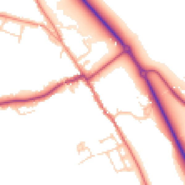 Daytime road noise heatmap for HP16 0AU