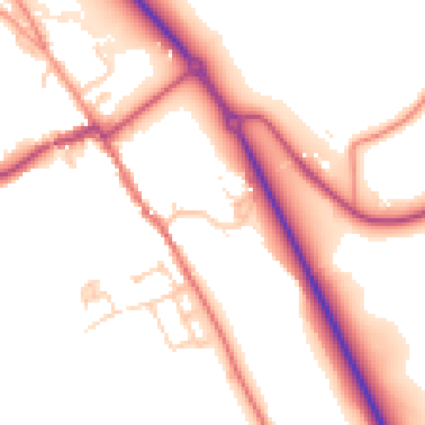 Daytime road noise heatmap for HP16 0AZ
