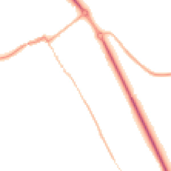 Night-time road noise heatmap for HP16 0BB