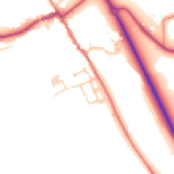 Daytime road noise heatmap for HP16 0BJ