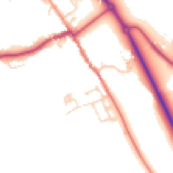 Daytime road noise heatmap for HP16 0BQ
