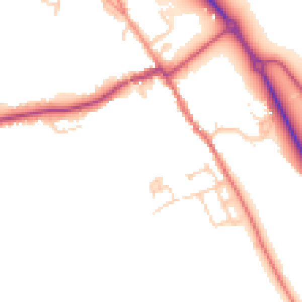 Daytime road noise heatmap for HP16 0BT