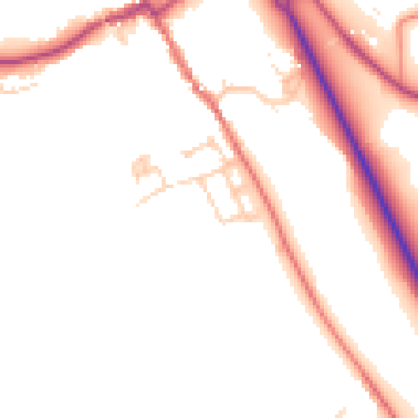 Daytime road noise heatmap for HP16 0BW