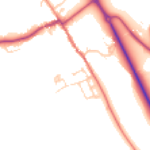 Daytime road noise heatmap for HP16 0BZ
