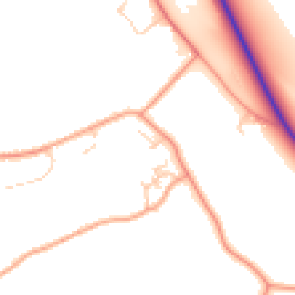 Daytime road noise heatmap for HP16 0EQ