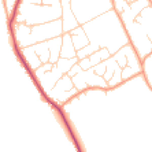 Daytime road noise heatmap for HP16 0LA