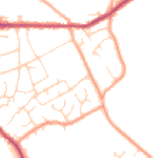 Daytime road noise heatmap for HP16 0LD