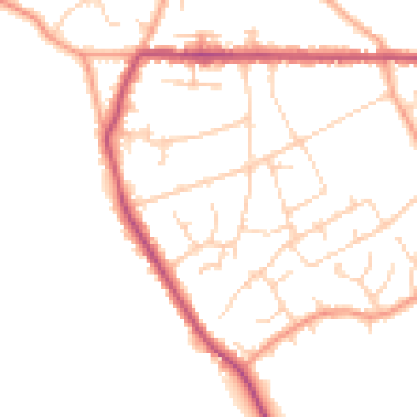 Daytime road noise heatmap for HP16 0NA