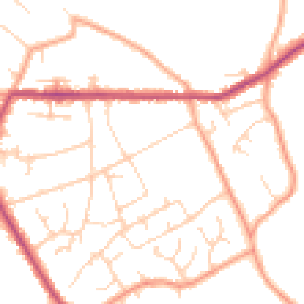 Daytime road noise heatmap for HP16 0NJ