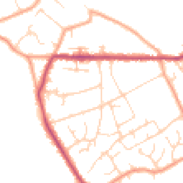 Daytime road noise heatmap for HP16 0NR