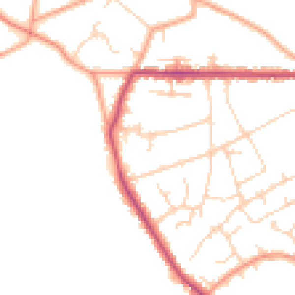 Daytime road noise heatmap for HP16 0NT