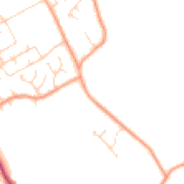 Daytime road noise heatmap for HP16 0QQ