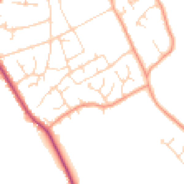 Daytime road noise heatmap for HP16 0SE
