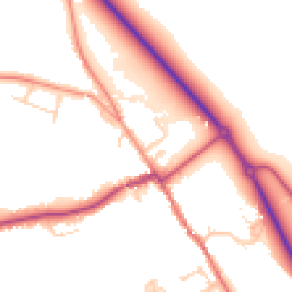 Daytime road noise heatmap for HP16 9AD