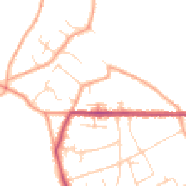 Daytime road noise heatmap for HP16 9DL