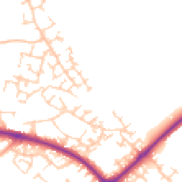 Daytime road noise heatmap for HP19 0UQ