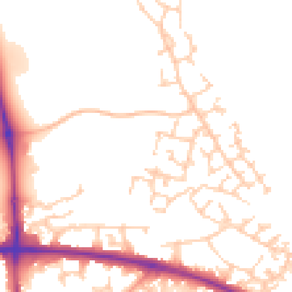 Daytime road noise heatmap for HP19 0WJ