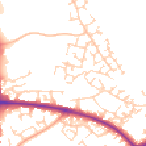 Daytime road noise heatmap for HP19 0WP