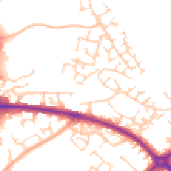 Daytime road noise heatmap for HP19 0WR