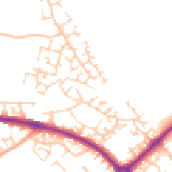 Daytime road noise heatmap for HP19 0XU