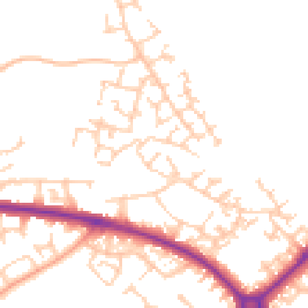 Daytime road noise heatmap for HP19 0YL
