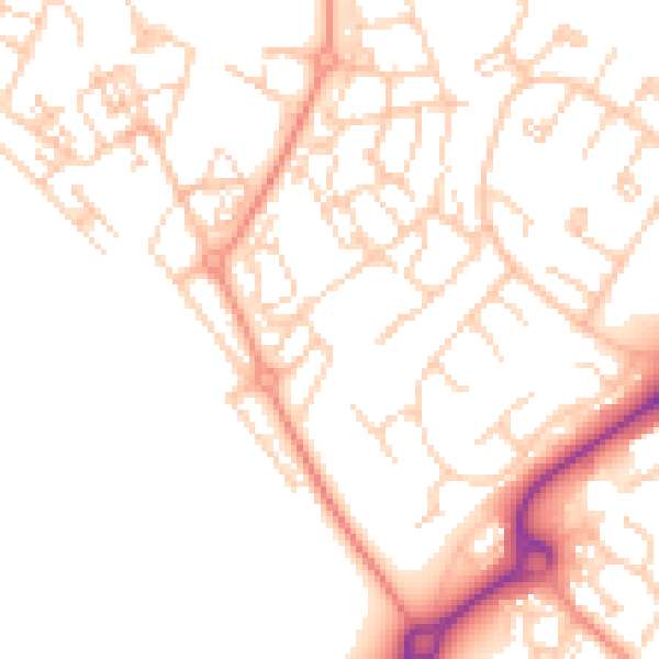 Daytime road noise heatmap for HP19 7FF